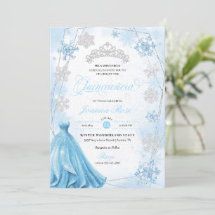 Powder Blue Winter Wonderland Quinceanera Einladung