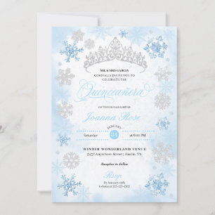 Powder Blue Winter Wonderland Quinceanera Einladung