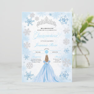 Powder Blue Winter Wonderland Quinceanera Einladung