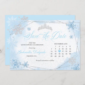 Powder Blue Winter Wonderland Save the Date Einladung