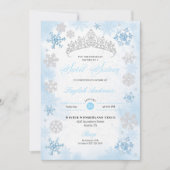 Powder Blue Winter Wonderland Snowflake Sweet 16 Einladung (Vorderseite)