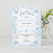 Powder Blue Winter Wonderland Snowflake Sweet 16 Einladung (Stehend Vorderseite)