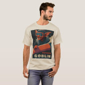 Powder Goblin Retro Ski Poster-Style T-Shirt (Vorne ganz)