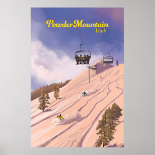 Powder Mountain Utah Skigebiet Reiseplakat Poster