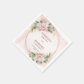 Powder Pink Flowers Greenery with Gold Glitter Wed Serviette (Ecke)