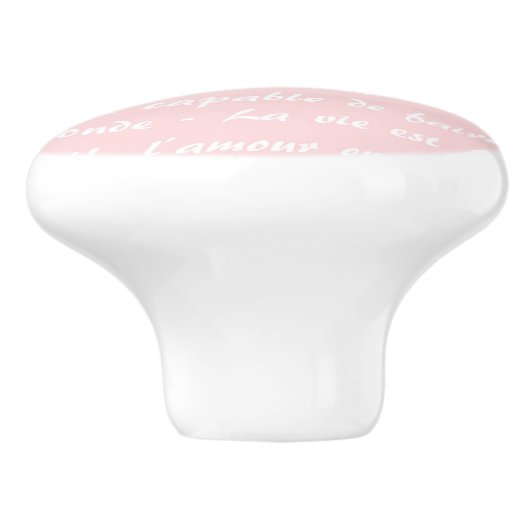 Powder Pink-Französisch-Script Keramikknauf (Seitenansicht)