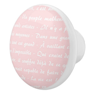 Powder Pink-Französisch-Script Keramikknauf