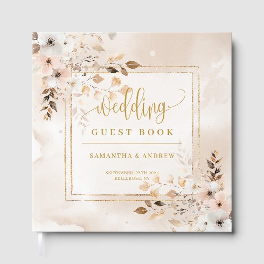 Powder Pink und Gold Fall Boho Wedding Gästebuch (Vorderseite)
