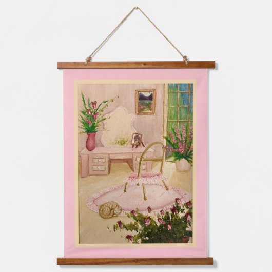 Powder Room Wandteppich Mit Holzrahmen (Vorderseite)