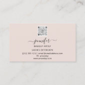 Powder Rose Gold Makeup Artist Logo Lashes QR CODE Visitenkarte (Rückseite)