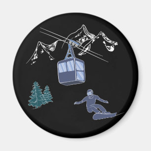 Powder zum People Snowboarder Ski Resort Magnet