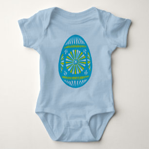 Powderblau dekorierte Osterei Baby Strampler