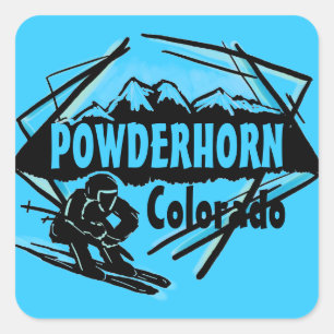 Powderhorn Colorado blaue Logo-Aufkleber Quadratischer Aufkleber