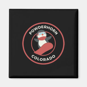 Powderhorn Colorado Snowboarden Pinguin Snowboard Magnet