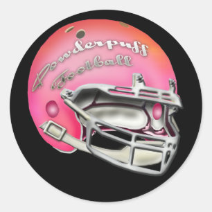 Powderpuff Pink Football Helmet Runder Aufkleber