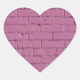 Powdery Pink Brick Wall Herz-Aufkleber