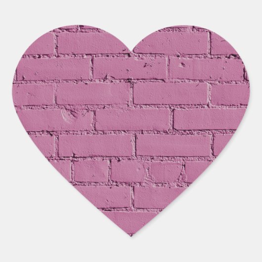 Powdery Pink Brick Wall Herz-Aufkleber (Vorderseite)