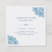 Poweder-Blue Verziert Tribal Mandal Corner Frame Quadratische Visitenkarte (Rückseite)