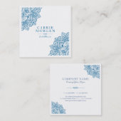 Poweder-Blue Verziert Tribal Mandal Corner Frame Quadratische Visitenkarte (Vorne/Hinten)