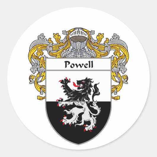 Powell Coat of Arms (Mantled) Runder Aufkleber (Vorderseite)