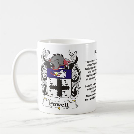 Powell-Familienwappen auf einer Tasse (Links)