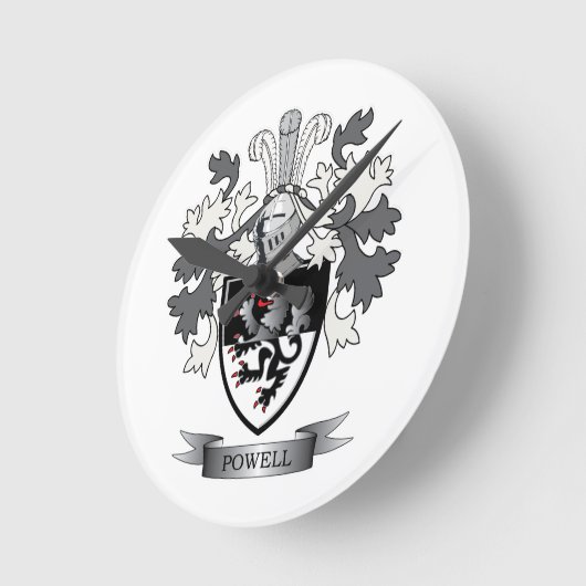 Powell-Familienwappen-Wappen Runde Wanduhr (Winkel)