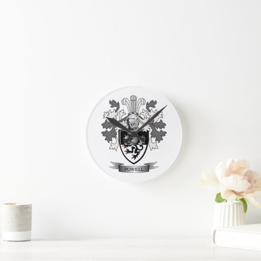 Powell-Familienwappen-Wappen Runde Wanduhr (Zuhause)