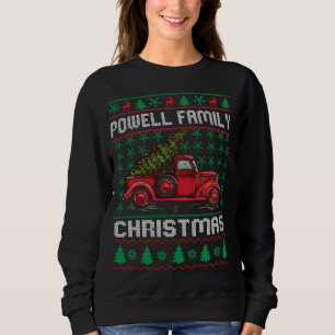 Powell Family Ugly Christmas Sweater Red Truck Fun Sweatshirt