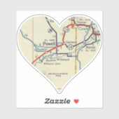 Powell Wyoming Vintag Map Aufkleber (Blatt)