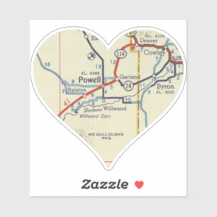 Powell Wyoming Vintag Map Aufkleber