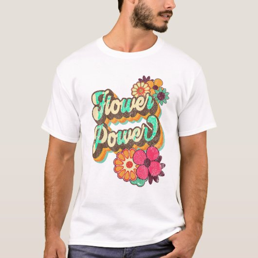 Power 60er 70er Hippie Retro T-Shirt (Vorderseite)