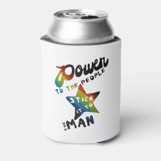 Power an die Menschen (Retro Rainbow Patch) Dosenkühler (Kanne Rückseite)