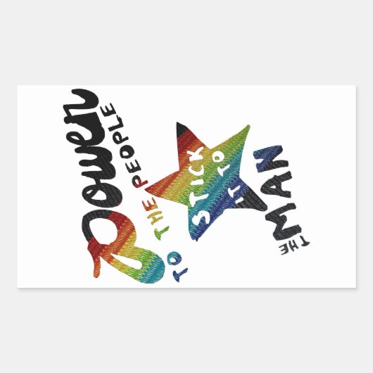 Power an die Menschen (Retro Rainbow Patch) Rechteckiger Aufkleber (Vorderseite)