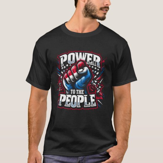 Power an die Volksfaust Zeichnend T-Shirt (Vorderseite)