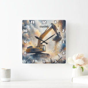 Power: Bauen, Staub, Himmel Quadratische Wanduhr