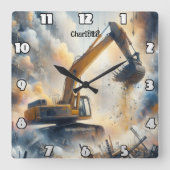 Power: Bauen, Staub, Himmel Quadratische Wanduhr (Vorderseite)