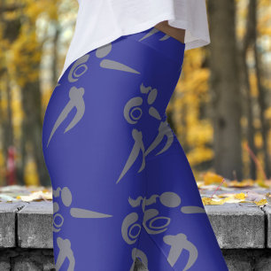 Power Blue Womens Rugby Pattern Leggings