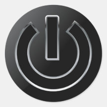 POWER Button Klassischer Rundaufkleber, glänzend, 