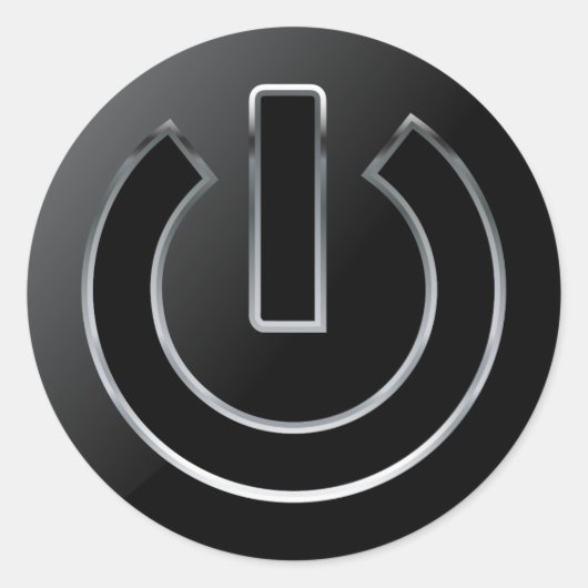 POWER Button Klassischer Rundaufkleber, glänzend, Runder Aufkleber (Vorderseite)