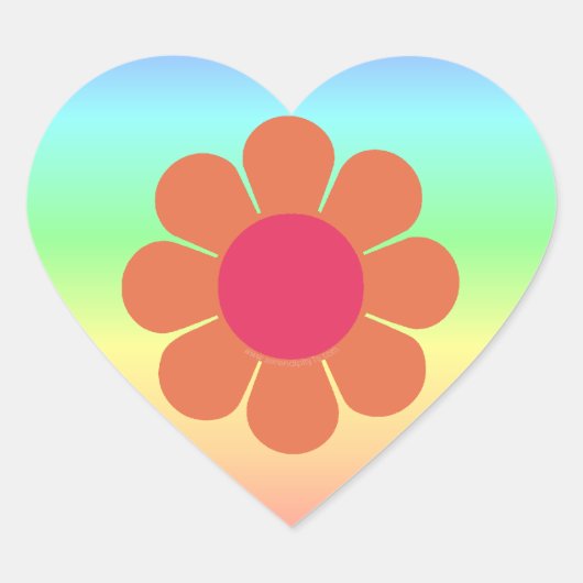 Power der 70er Blume Herz-Aufkleber (Vorderseite)