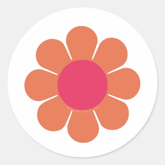 Power der 70er Blume Runder Aufkleber (Vorderseite)