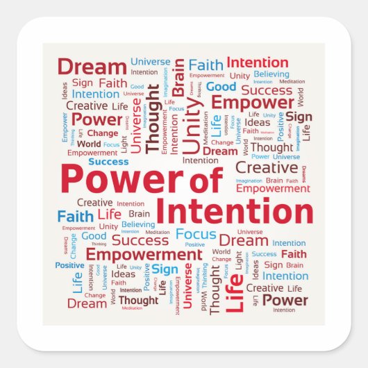 Power der Absicht Word Cloud Erfolg farbenfroh Quadratischer Aufkleber (Vorderseite)
