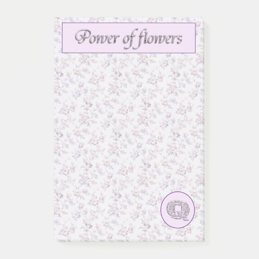 Power der Blume (A-Z) Sammelmonogramm Q Post-it Klebezettel (Vorderseite)