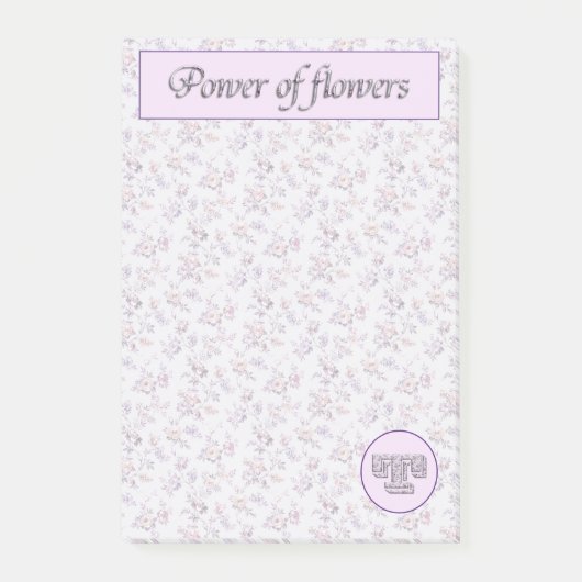 Power der Blume (A-Z) Sammelmonogramm T Post-it Klebezettel (Vorderseite)