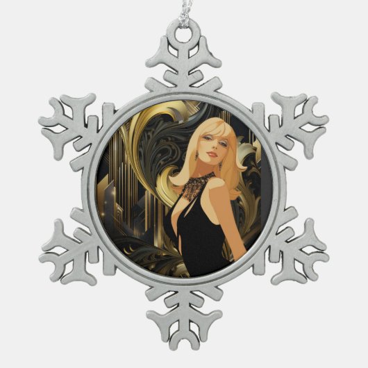 POWER DER SCHÖNHEIT 3 SCHNEEFLOCKEN Zinn-Ornament (Vorderseite)