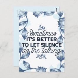 Power des Schweigens - inspirierendes Zitat Postkarte