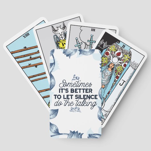 Power des Schweigens - inspirierendes Zitat Spielkarten (Rückseite)