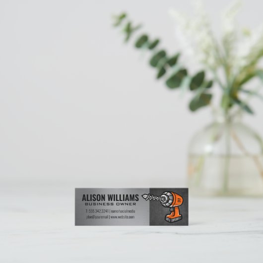 Power-Drill | Bau Mini Visitenkarte (Stehend Vorderseite)