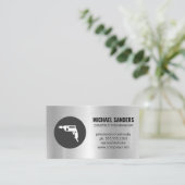 Power-Drill | Metallischer Hintergrund Visitenkarte (Stehend Vorderseite)