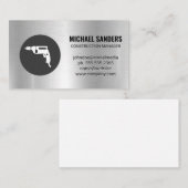 Power-Drill | Metallischer Hintergrund Visitenkarte (Vorne/Hinten)